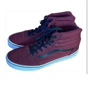 High top burgundy vans Youth size 7